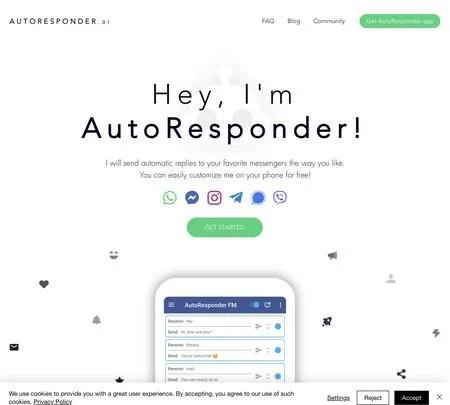 Screenshot of the site of AutoResponder
