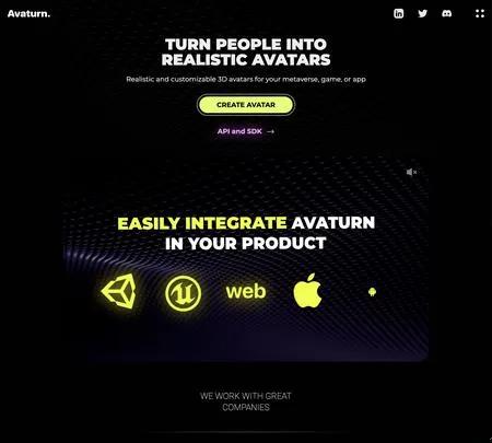 Screenshot of the site of Avaturn