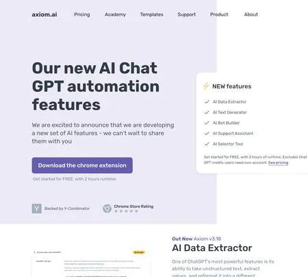 Screenshot of the site of Axiom