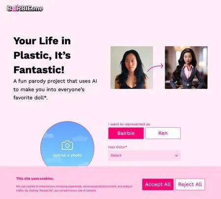 Screenshot of the site of Bairbie.me