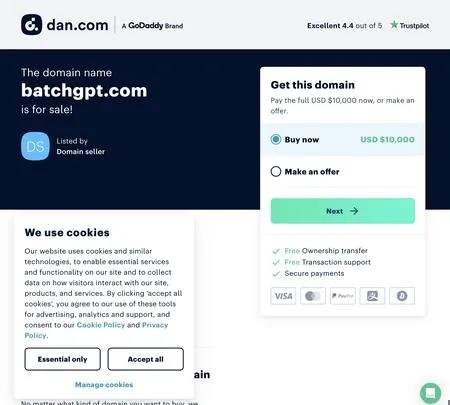 Screenshot of the site of Batch GPT