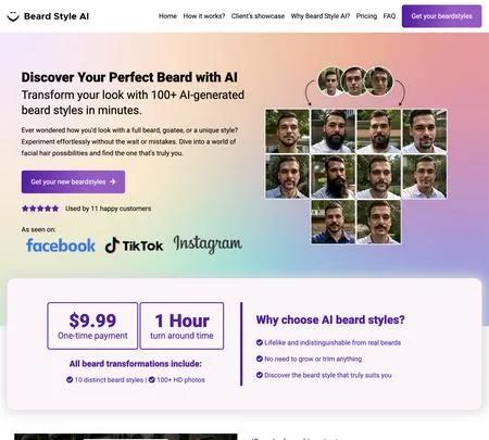 Screenshot of the site of Beard Style AI