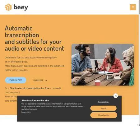 Screenshot of the site of Beey