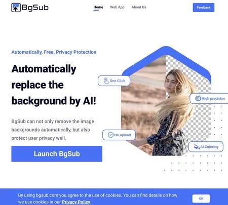 Screenshot of the site of BgSub