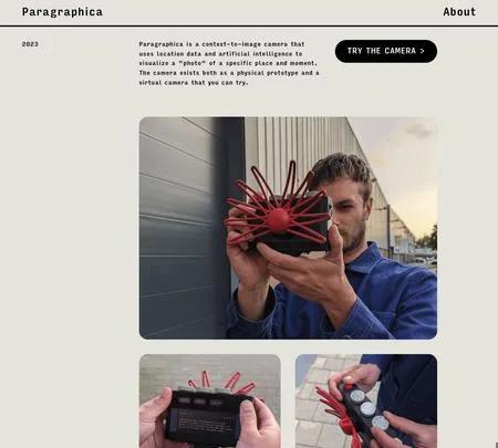 Screenshot of the site of Paragraphica