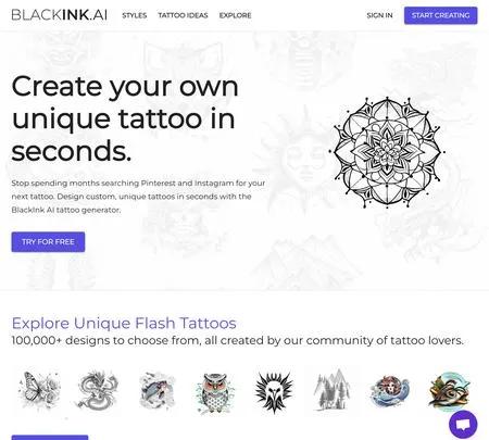 Screenshot of the site of Blackink