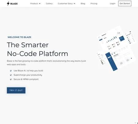 Screenshot of the site of BLAZE