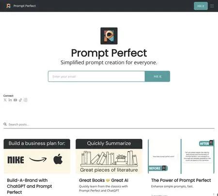 Screenshot of the site of Promptperfect.xyz