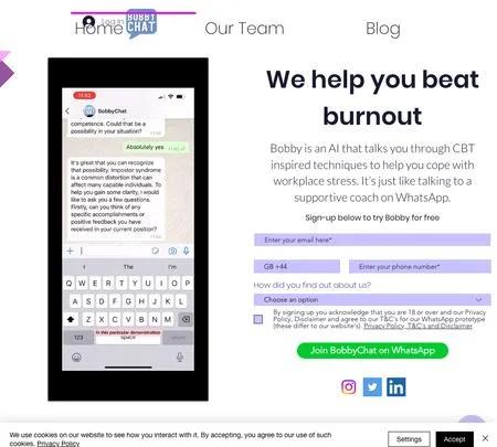 Screenshot of the site of Bobby Chat