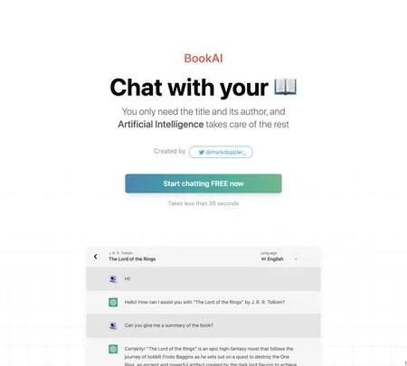 Screenshot of the site of BookAI.chat
