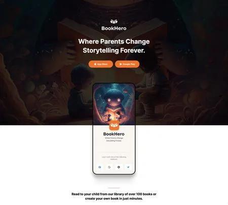 Screenshot of the site of BookHero