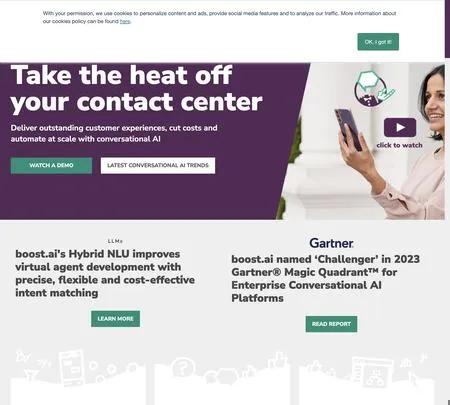 Screenshot of the site of Boost AI