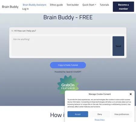 Screenshot of the site of Brain Buddy