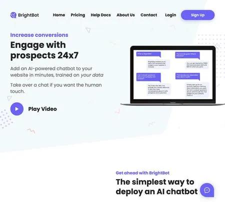 Screenshot of the site of BrightBot