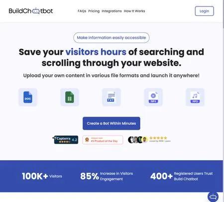 Screenshot of the site of Build Chatbot