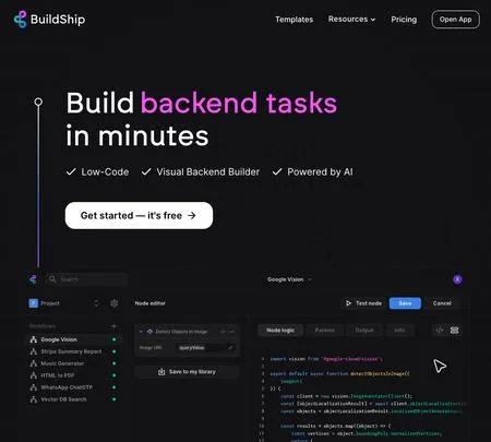 Screenshot of the site of Buildship