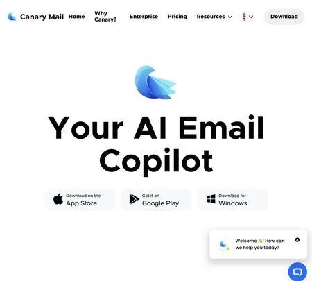 Screenshot of the site of Canary Mail