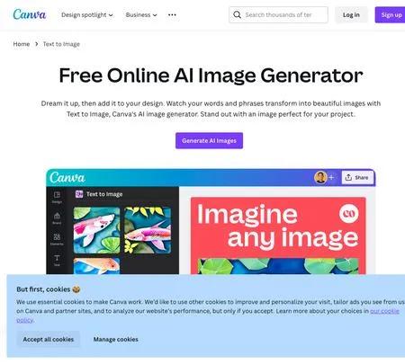 Screenshot of the site of Canva Text to Image