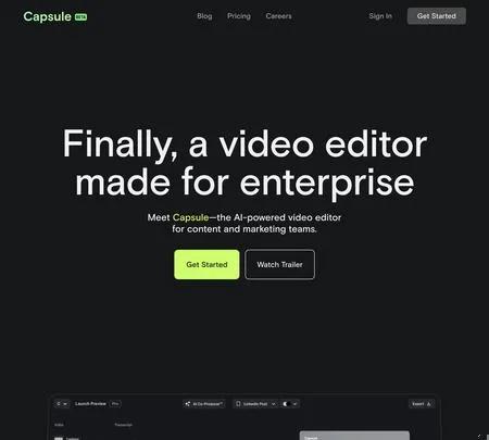 Screenshot of the site of Capsule