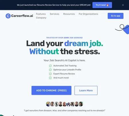 Screenshot of the site of Careerflow.ai