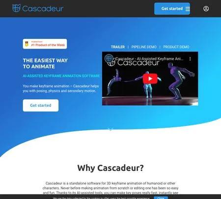 Screenshot of the site of Cascadeur