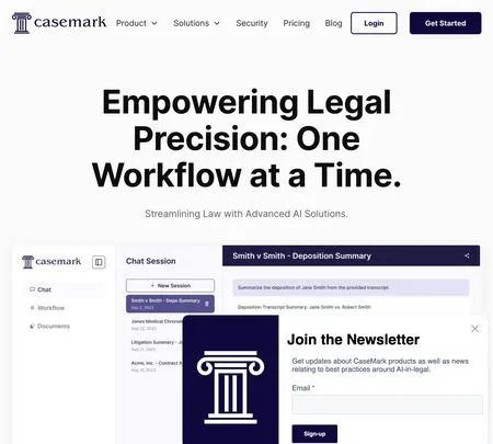 Screenshot of the site of CaseMark