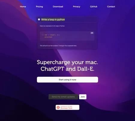 Screenshot of the site of Chai