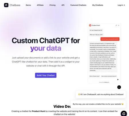 Screenshot of the site of Chatbase