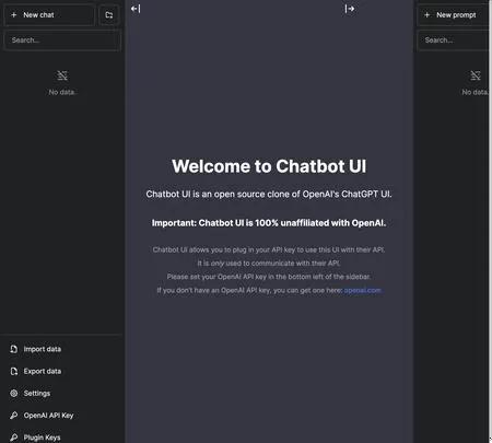 Screenshot of the site of Chatbot UI