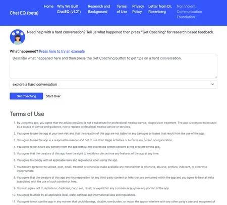 Screenshot of the site of Chat EQ