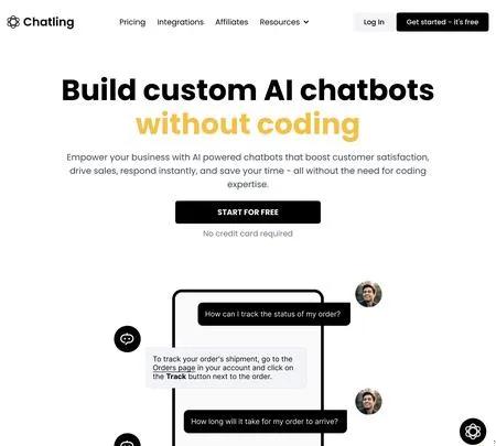 Screenshot of the site of Chatling