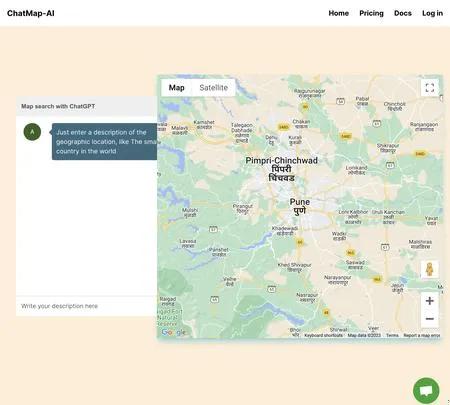 Screenshot of the site of Chatmap AI
