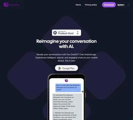 Screenshot of the site of ChatPal