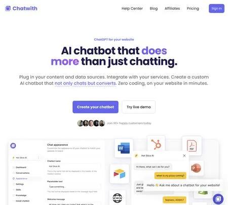 Screenshot of the site of Chatwith