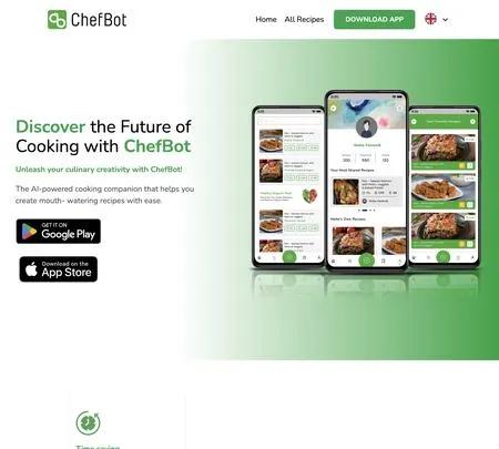 Screenshot of the site of ChefBot
