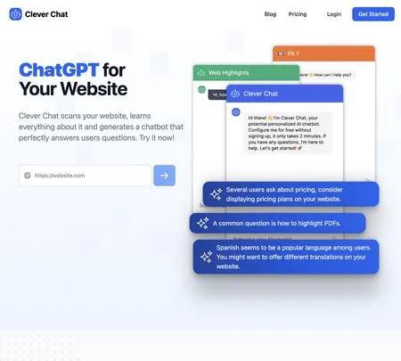 Screenshot of the site of Clever Chat