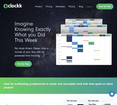 Screenshot of the site of Clockk