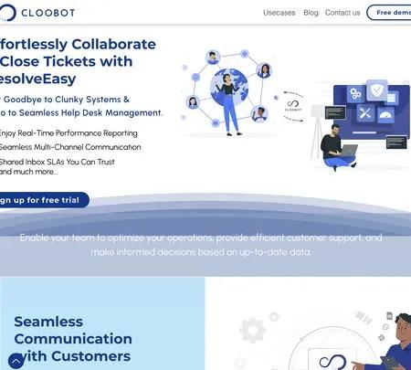 Screenshot of the site of ResolveEasy by Cloobot