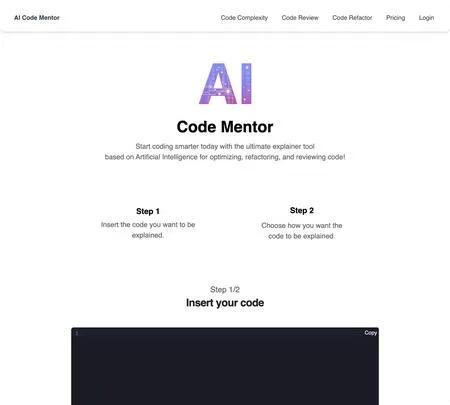 Screenshot of the site of AI Code Mentor