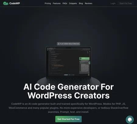 Screenshot of the site of CodeWP