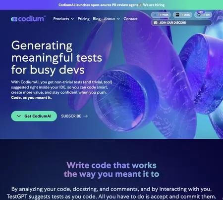 Screenshot of the site of Codium