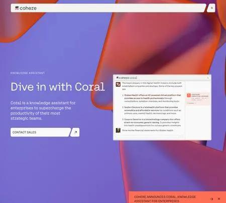 Screenshot of the site of Coral