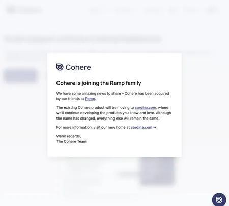 Screenshot of the site of Cohere.io