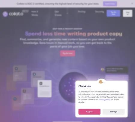 Screenshot of the site of Collato