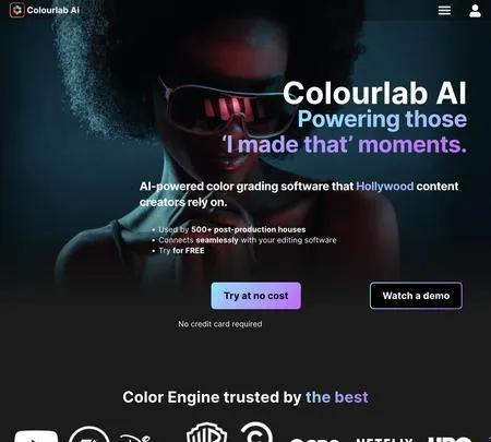 Screenshot of the site of Colourlab