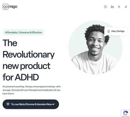 Screenshot of the site of Comigo