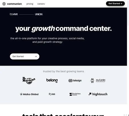 Screenshot of the site of Communion