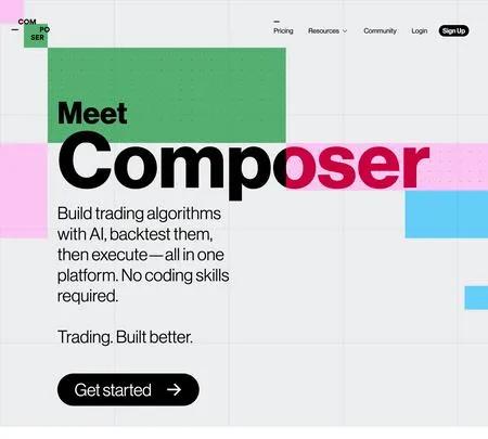 Screenshot of the site of Composer
