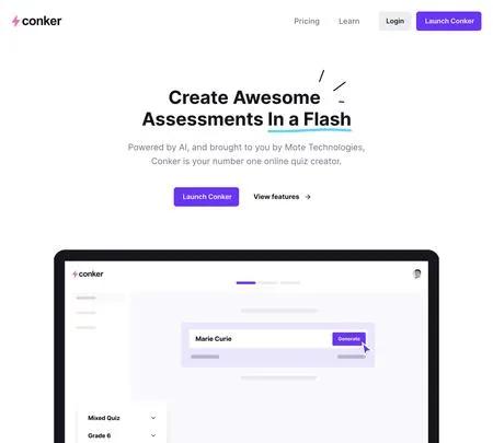 Screenshot of the site of Conker