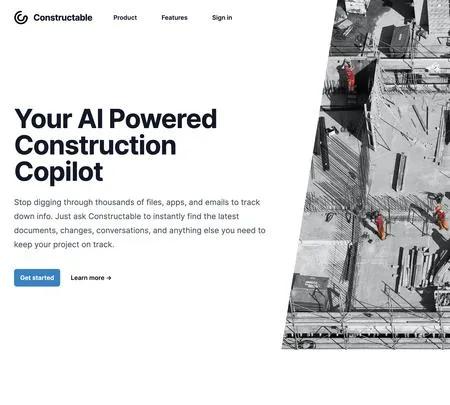 Screenshot of the site of Constructable